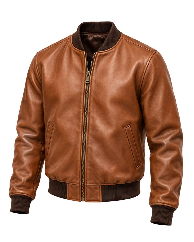 Custom leather bomber jacket