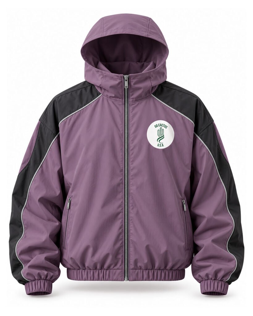 Custom anorak windbreaker jacket with half-zip front
