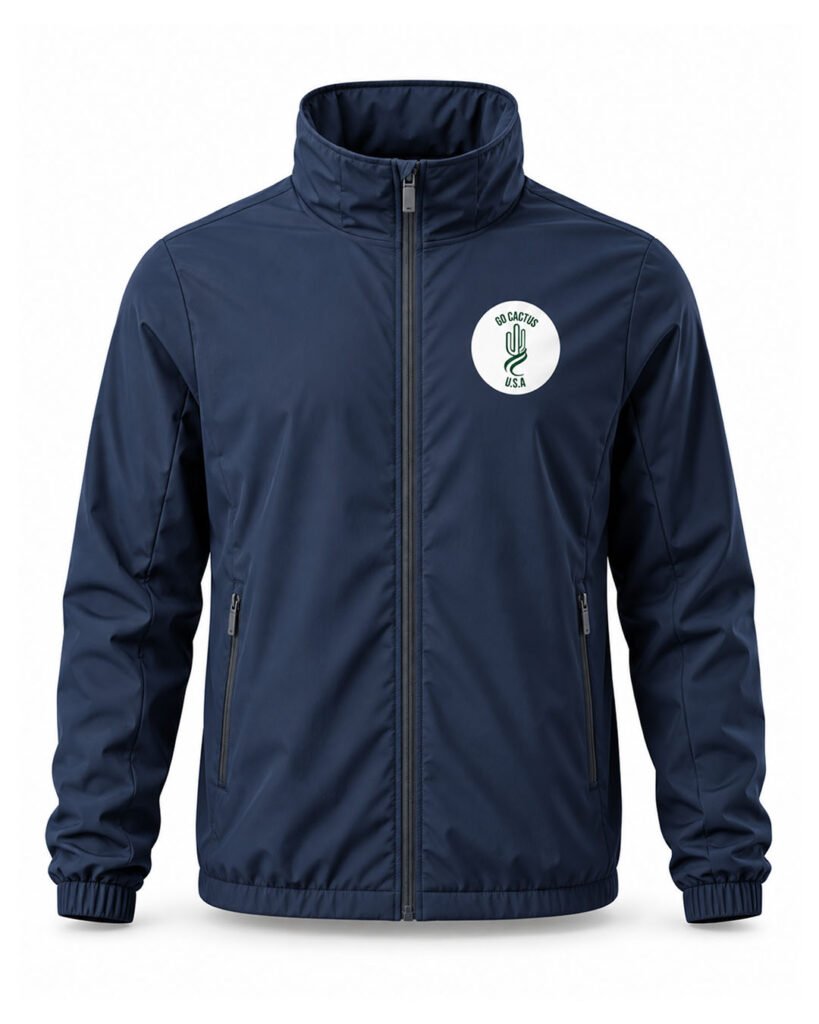 Corporate windbreaker jacket with embroidered logo